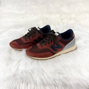 New Balance 620 Redwood Sneakers in Maroon and Light Blue